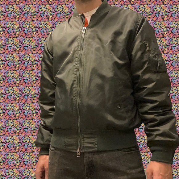 Ring Of Fire dark olive/ orange flight bomber jacket Large - Picture 6 of 7